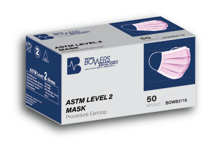 Bowers Procedure Earloop Mask Pink (ASTM Level 2)