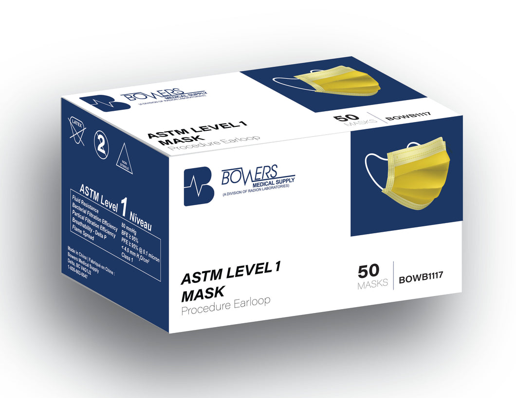 Bowers Procedure Earloop Mask (ASTM Level 1)
