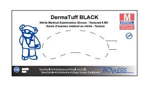 Bowers DermaTUFF+ Black Heavy Duty Nitrile Exam Gloves